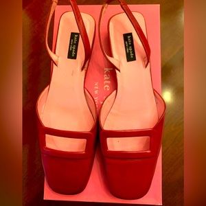 Kate Spade Red leather flat slingback